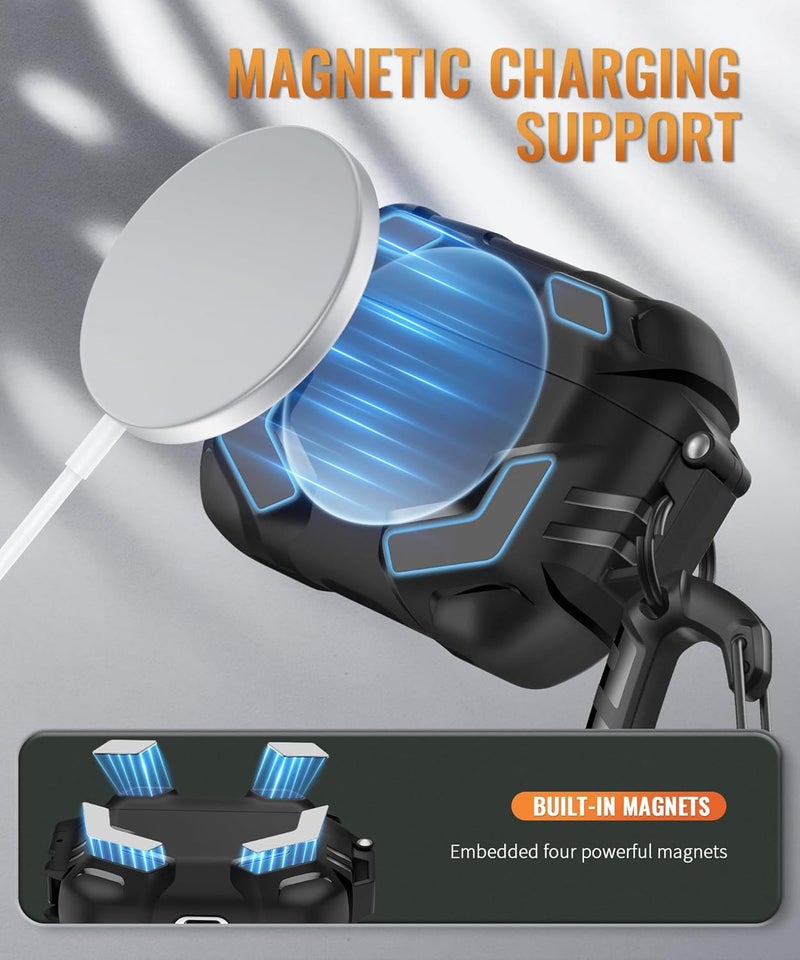 MOBOSI for AirPods Pro 3 Case with Lock, Compatible with AirPod Pro 3rd Generation Case [Compatible with MagSafe], Military Grade Protective Cover with Cleaner Kit & Keychain for Men(2025), Black - Image 4